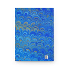 Blue Hand-Painted Italian Feather Marble Design on Hardcover Journal Matte