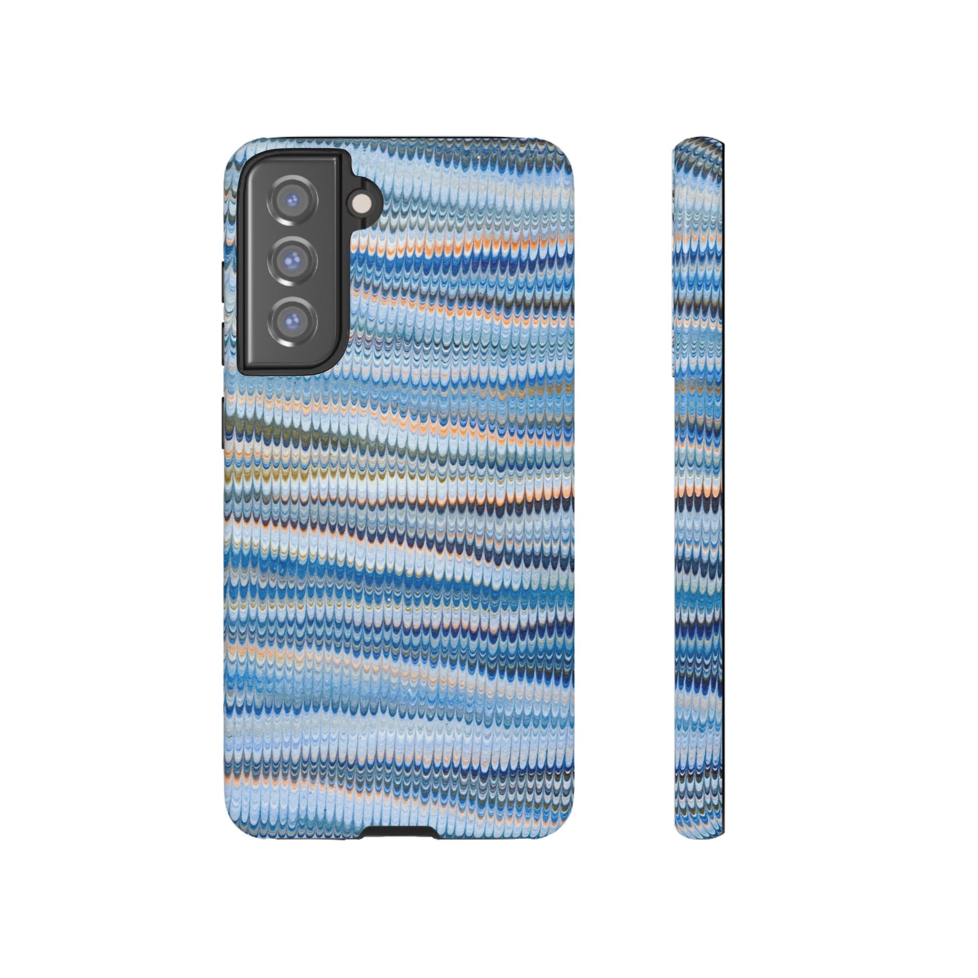 Blue Marbled Phone Cases iPhone 16 + Samsung + Apple + Google - all models, Vintage Marbled Design - Tough Cases