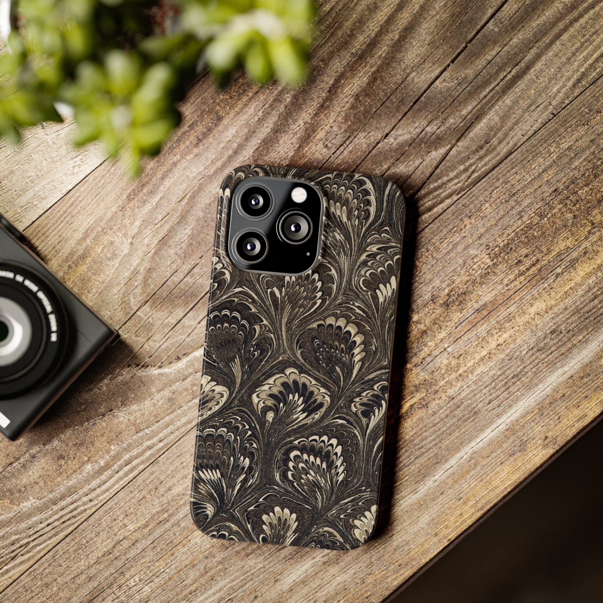 Black Italian Marble Design Slim iPhone 17 + all models Phone Cases