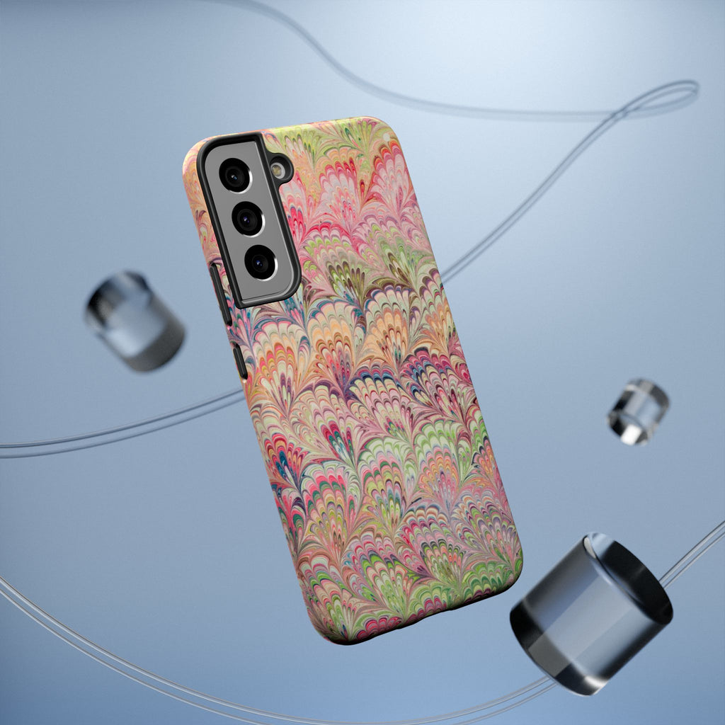 Marbled Pastel Pink and Green Impact-Resistant Phone Case for Apple + Samsung