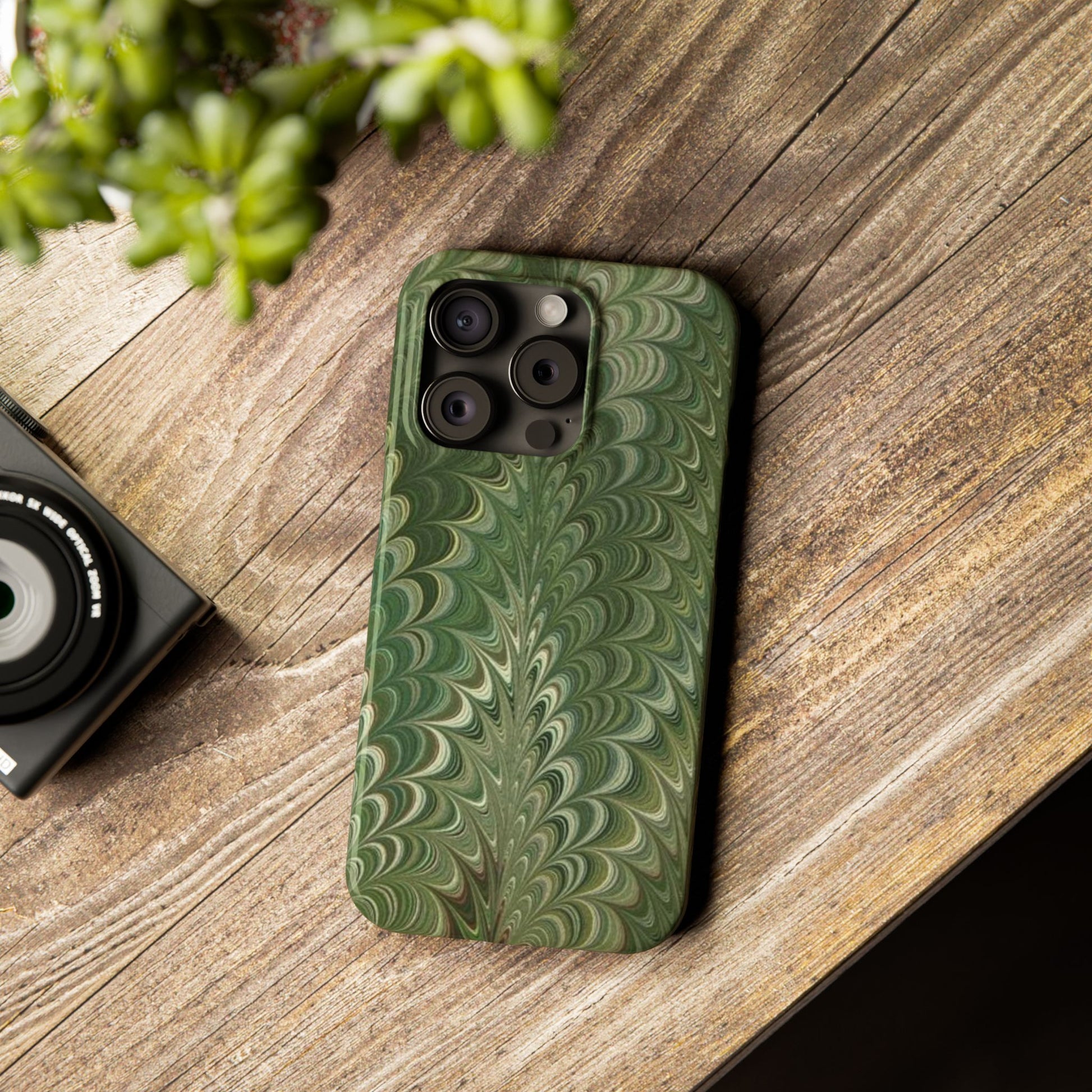 Deep Green Hues of Italian Hand-Painted, Vintage Marbled Paper from Italy Designed Phone Case, iPhone16 Case and all iPhone Cases