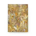 Golden Yellow Hand-Painted Italian Feather Marble Design on Hardcover Journal Matte