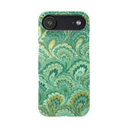Marbled Feather Green Swirl - Single Layer Slim Phone Case