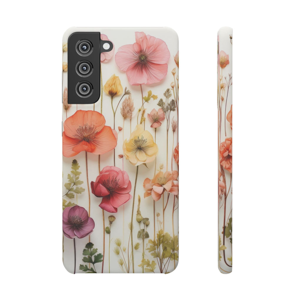 Pink Floral Pressed Flowers - Slim Case