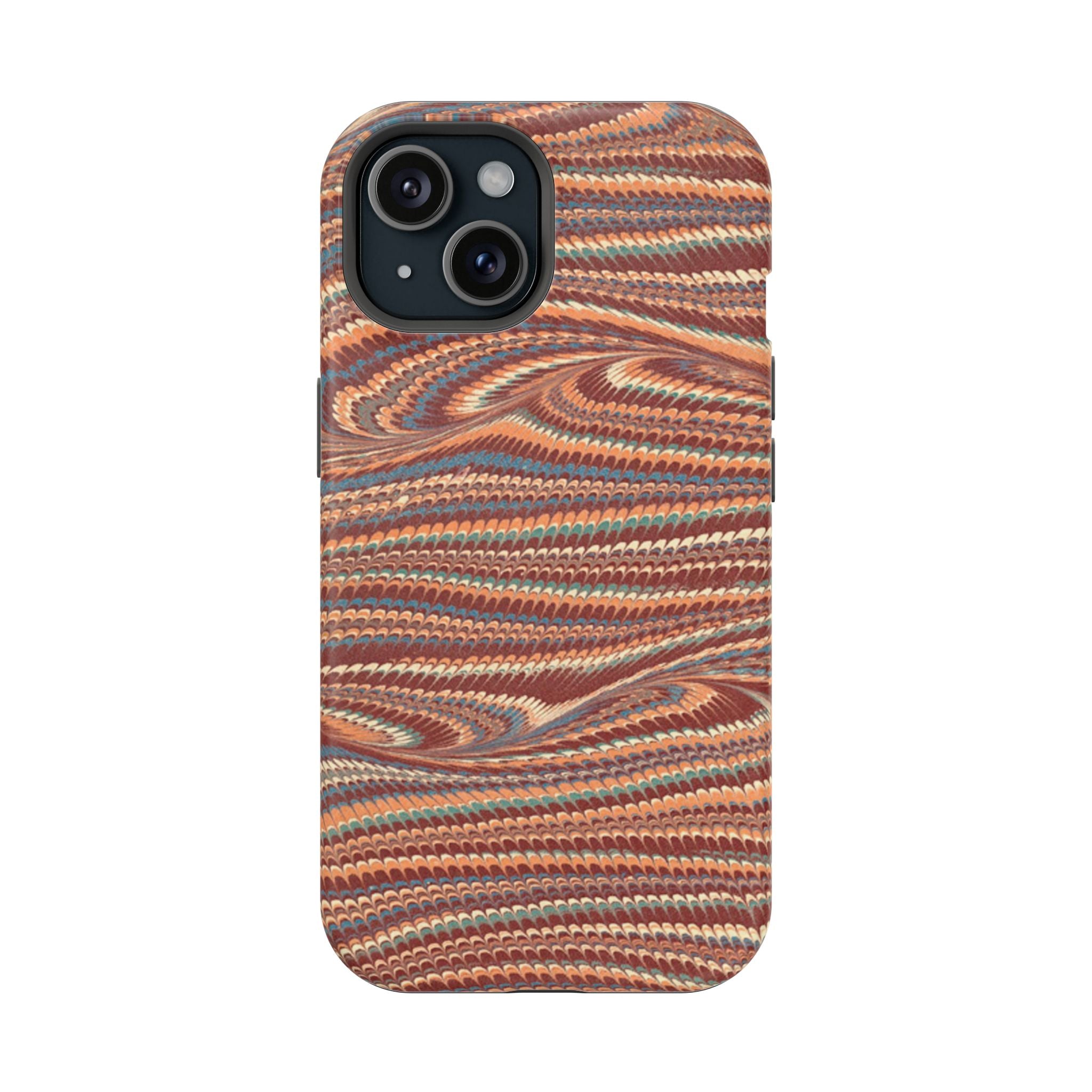 Neutrals Burgundy, Beige, Rust Hues Italian Vintage Marble Design Phone Case for Apple + Samsung