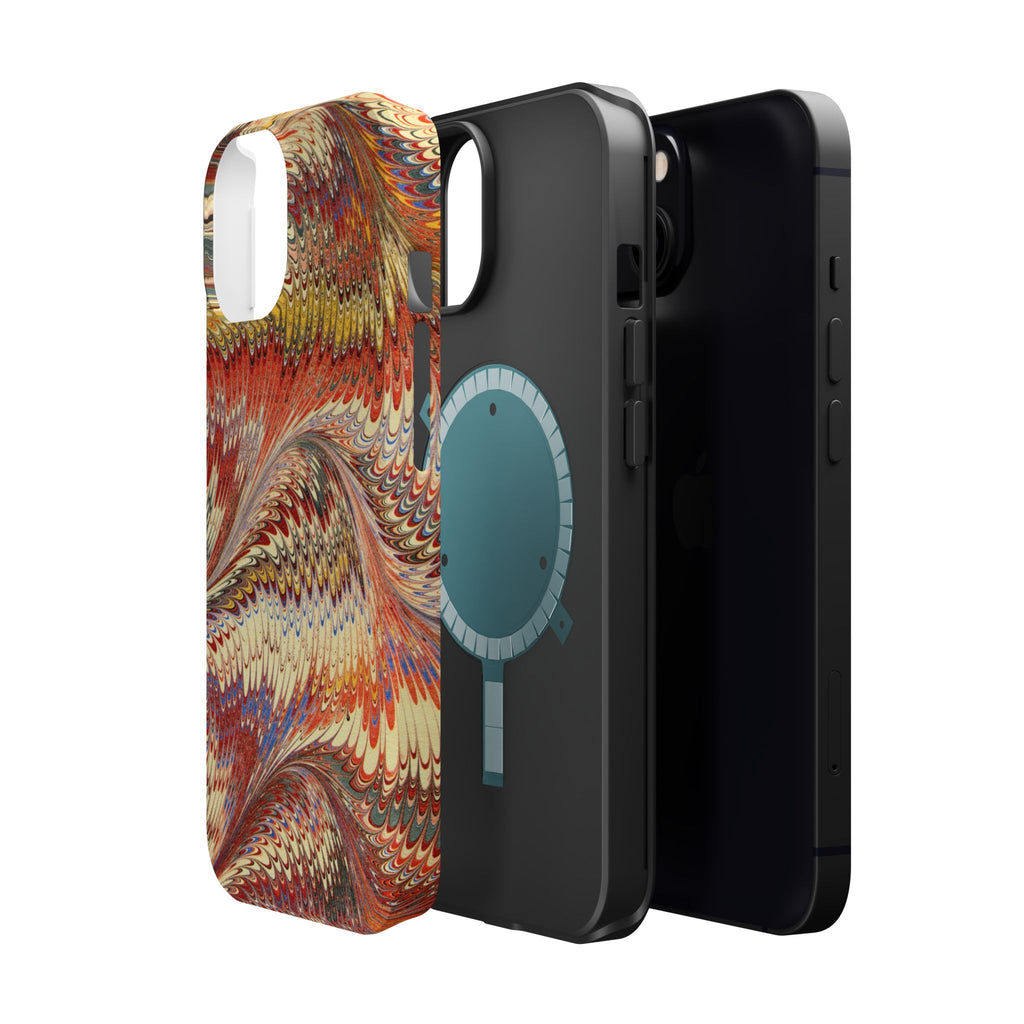 Rust + Gold Italian Marbled Design Magnetic MAG SAFE - Dual Layer Case - Glossy or Matte