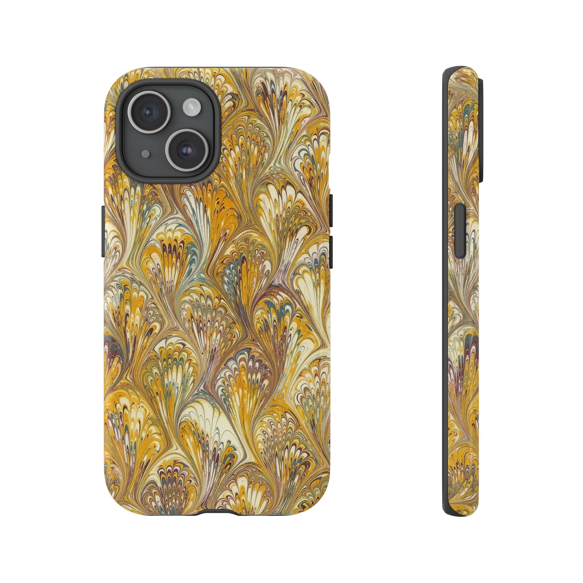 Golden Yellow Marbled Italian Phone Case - Dual Layer - Matte or Glossy