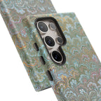 Blue and Green Feather Marbled Phone Case — Dual Layer - Tough Protective Phone Cover