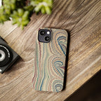 Italian Vintage Marbled Paper Design on iPhone Cases, Artistic Protection for Your Device in Elegant Beige, Blue, Burgundy