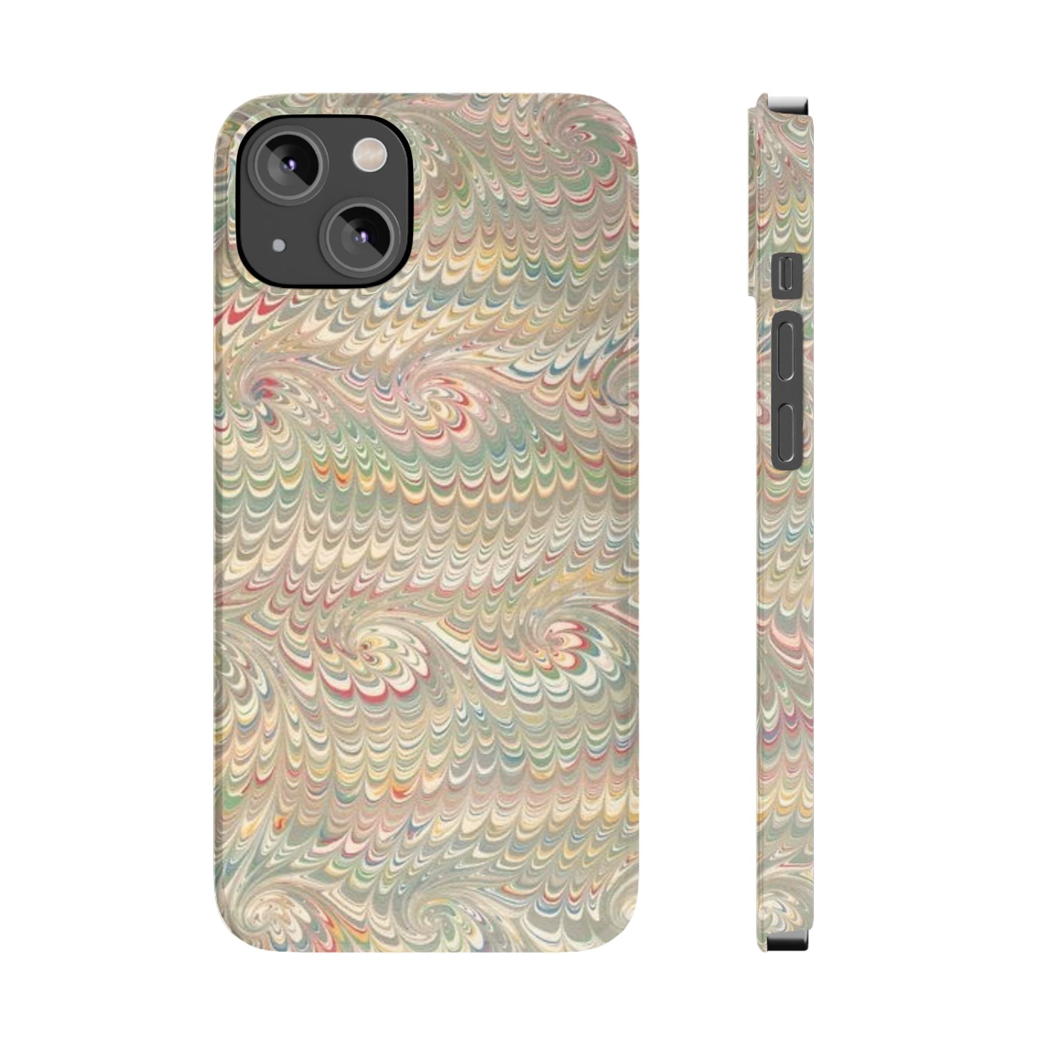 Beige Swirl Marbled Feather Phone Case