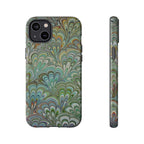 Green Marbled Peacock Durable Phone Case - Matte or Glossy