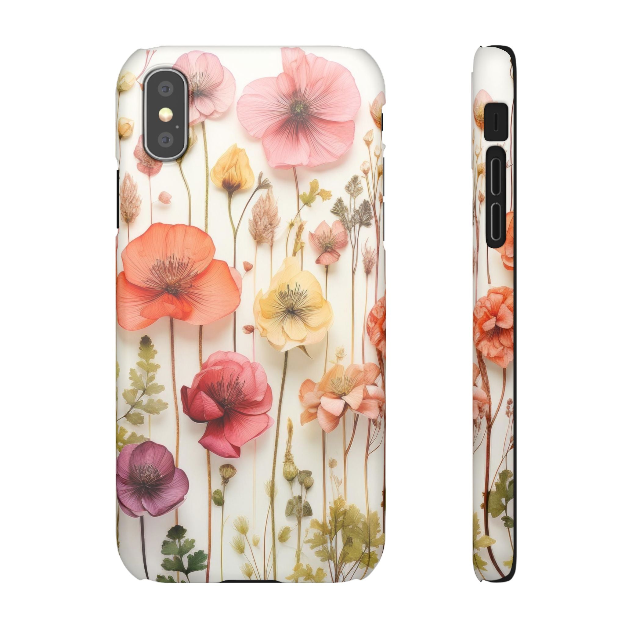 Pink Floral Pressed Flowers - Slim Case