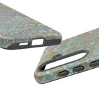 Blue and Green Feather Marbled Phone Case — Dual Layer - Tough Protective Phone Cover