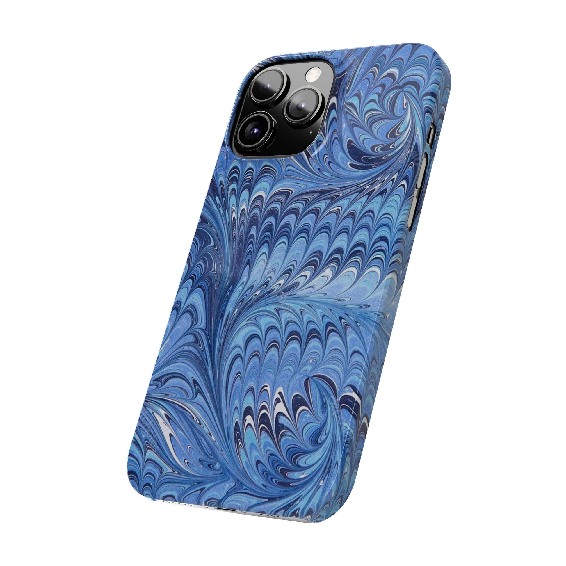 Blue Italian Marbled Design, Green and Blue Pallet, Slim Phone Case