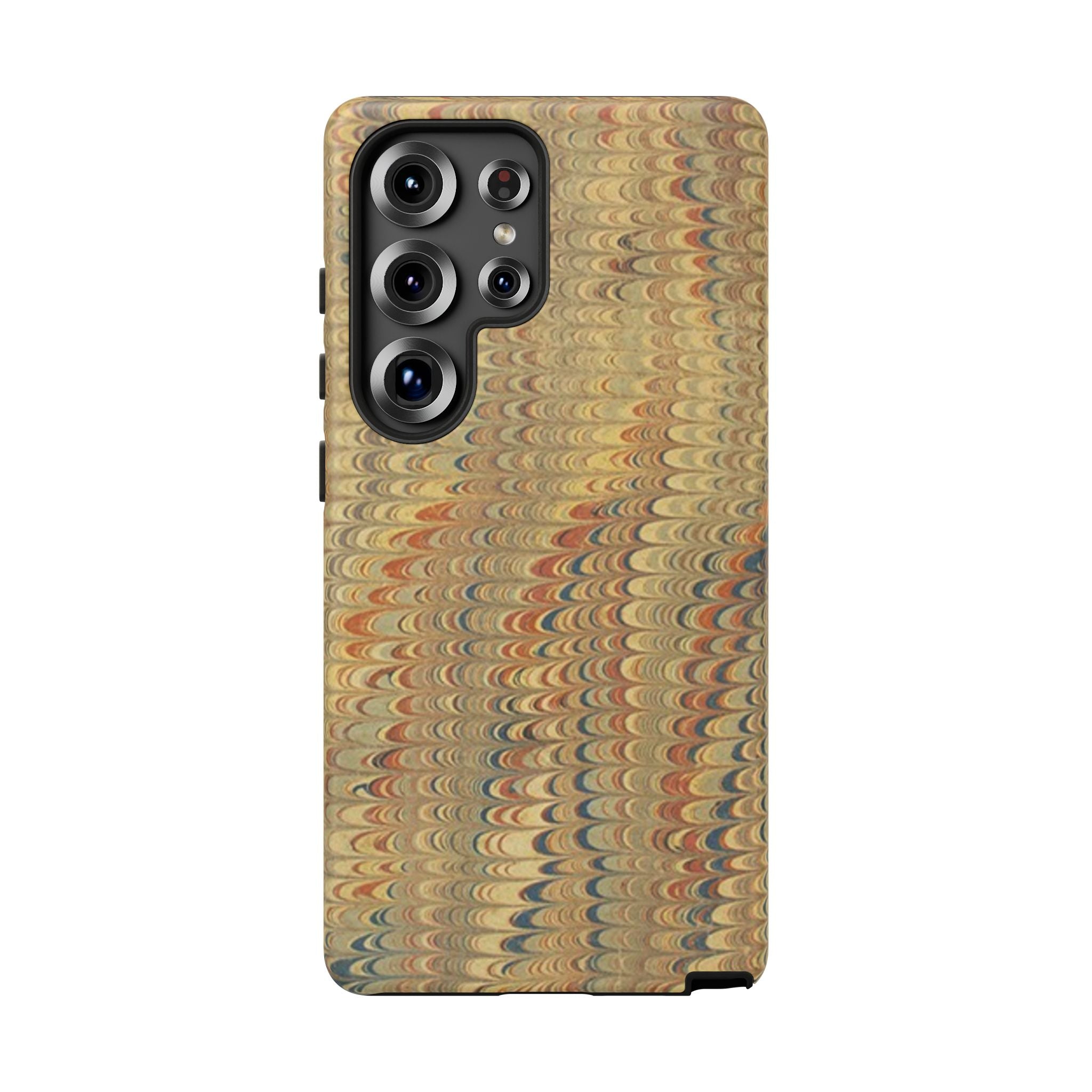 Beige and Blue Marbled Durable Phone Case - Dual Layer - Matte or Glossy