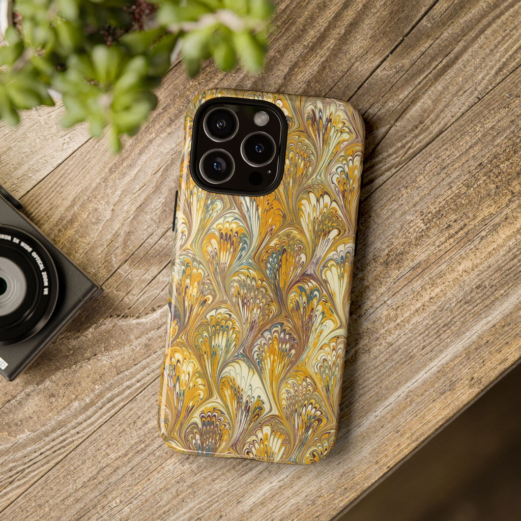 Golden Yellow Marbled Italian Phone Case - Dual Layer - Matte or Glossy