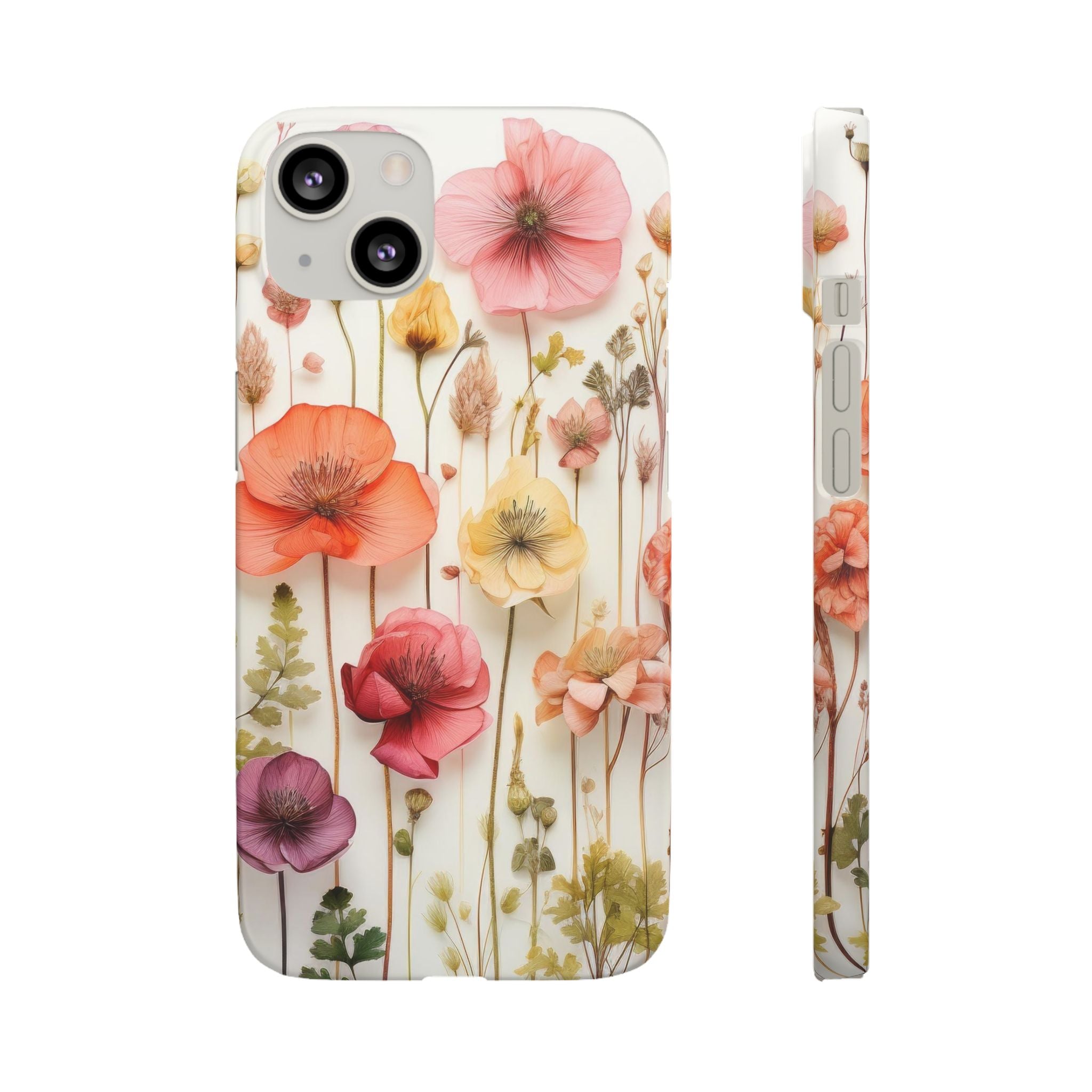 Pink Floral Pressed Flowers - Slim Case
