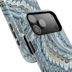 Light Blue Marbled Swirl Phone Dual Layer Case for Apple + Samsung