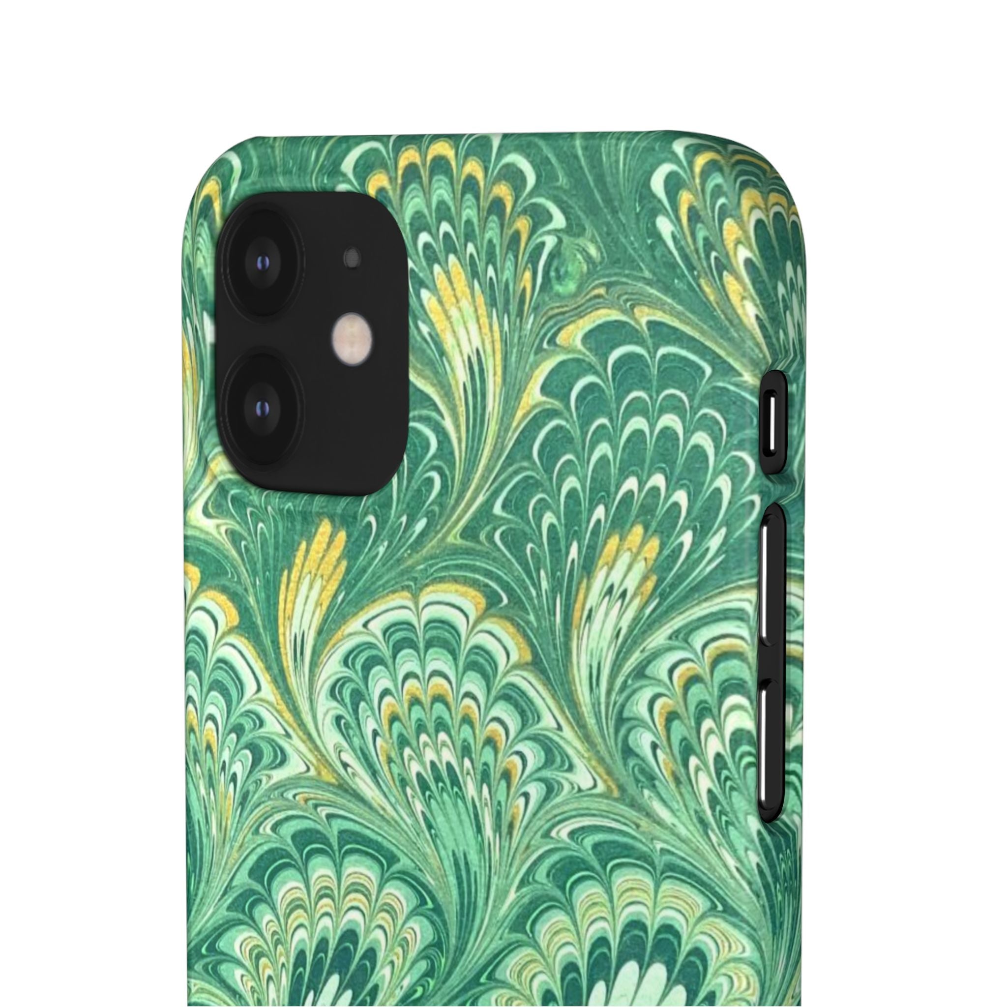 Marbled Feather Green Swirl - Single Layer Slim Phone Case