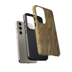 Beige and Blue Marbled Durable Phone Case - Dual Layer - Matte or Glossy