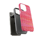 Pink and Gold Marbled Peacock Durable Phone Case - Olive Green and Brown - Matte or Glossy