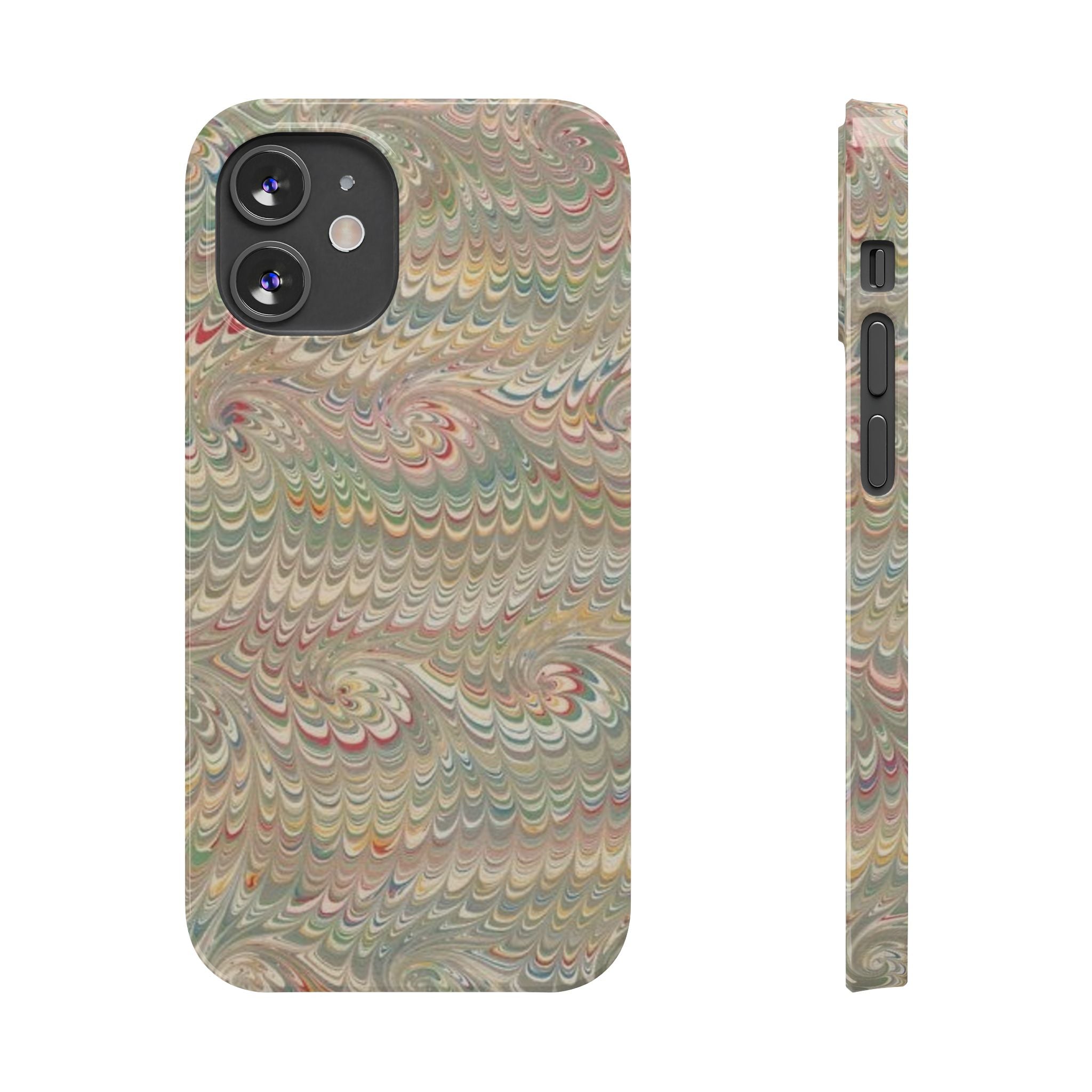Beige Swirl Marbled Feather Phone Case