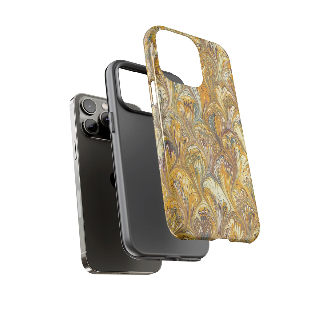 Golden Yellow Marbled Italian Phone Case - Dual Layer - Matte or Glossy