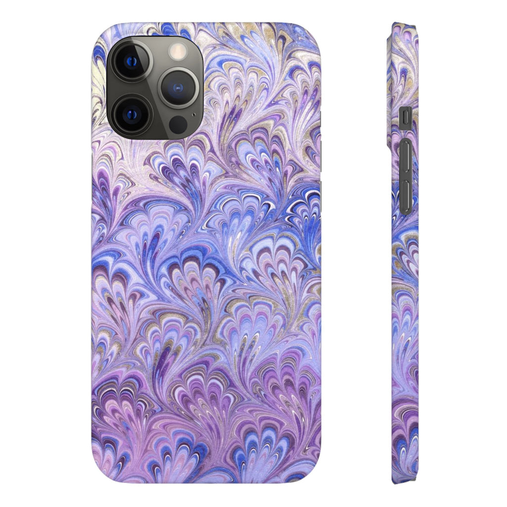 Marbled Feather Lavender + Purple Swirl - Single Layer Slim Phone Case