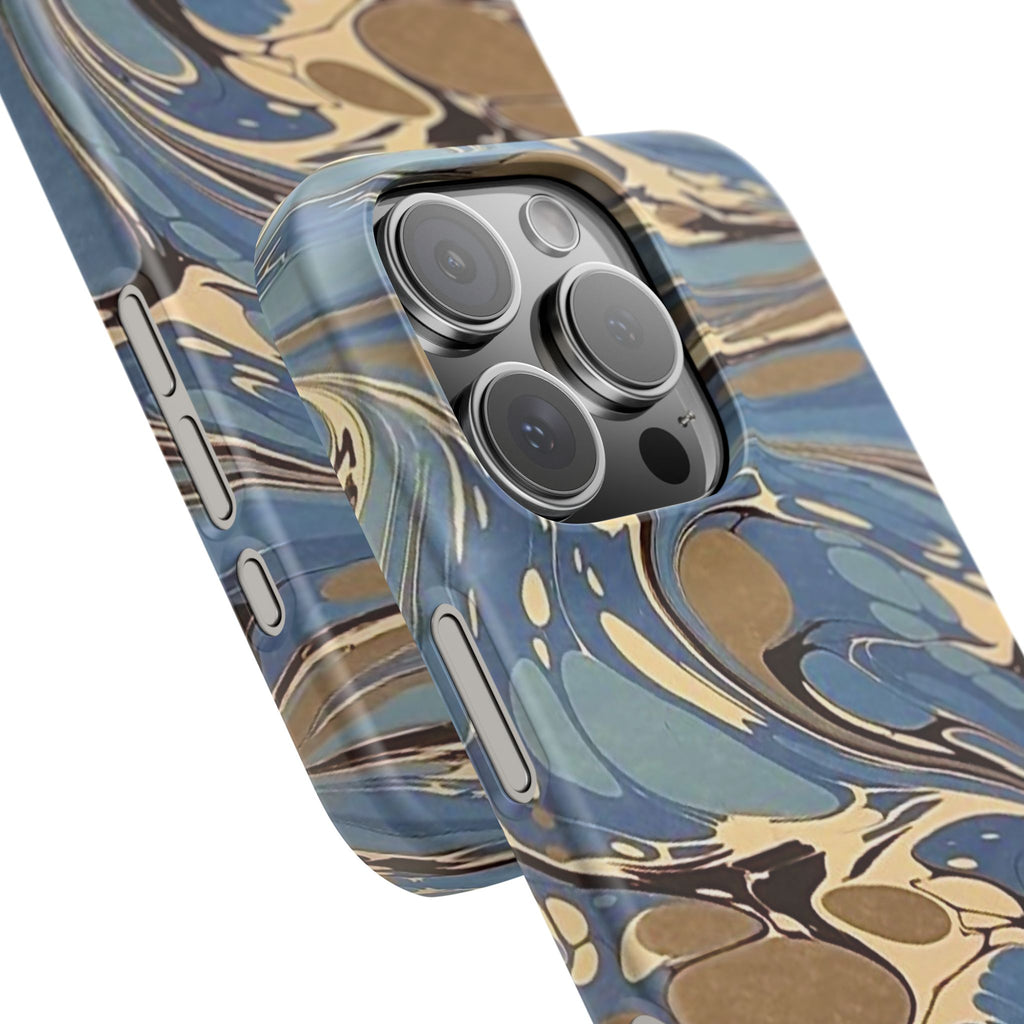Blue and Beige Marbled Swirl Phone Case - Single Layer Slim Case