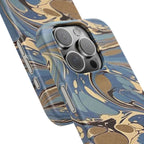 Blue and Beige Marbled Swirl Phone Case - Single Layer Slim Case