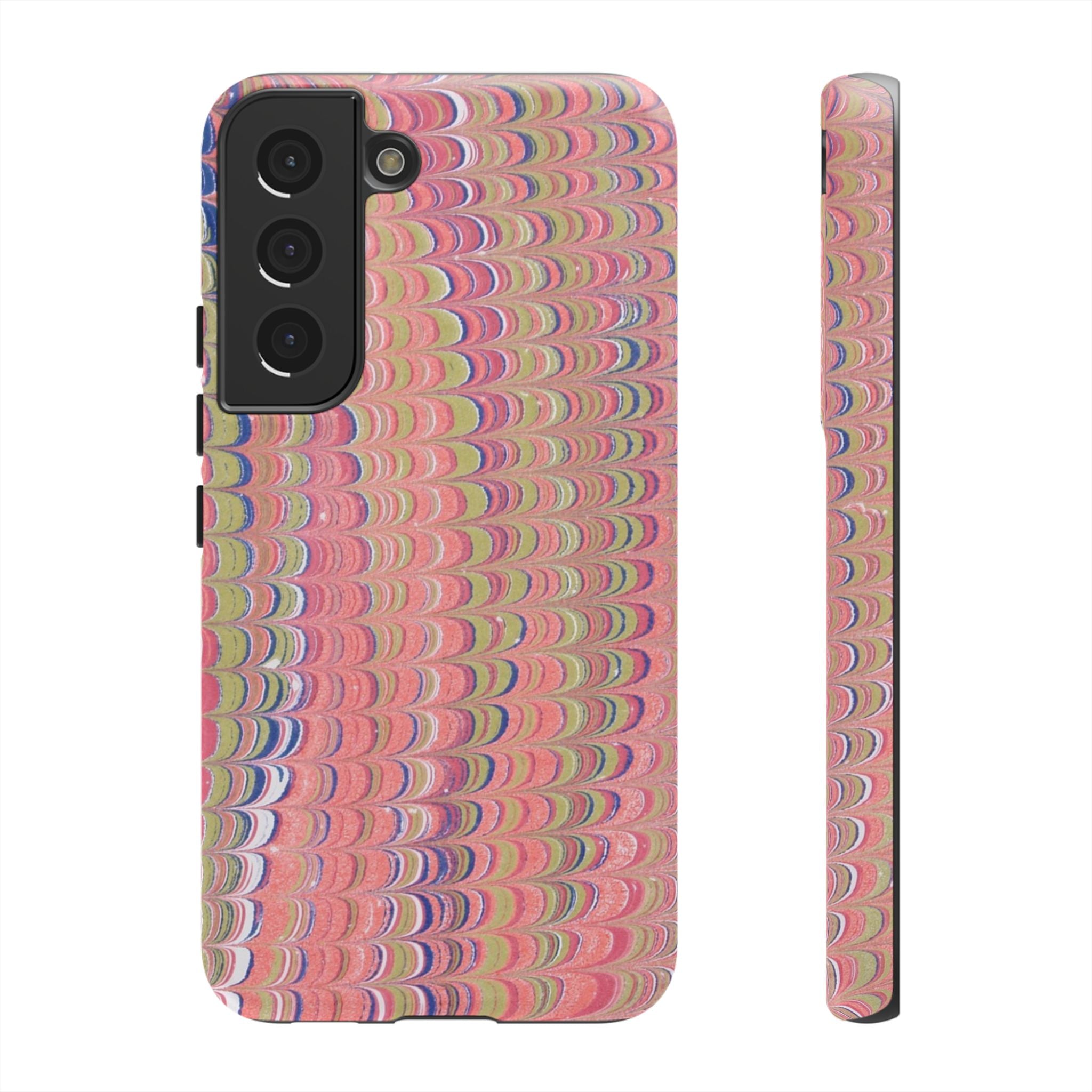 Pink Pastels Feather Marbled Vintage Design iPhone 16 + Samsung + Apple + Google - all models