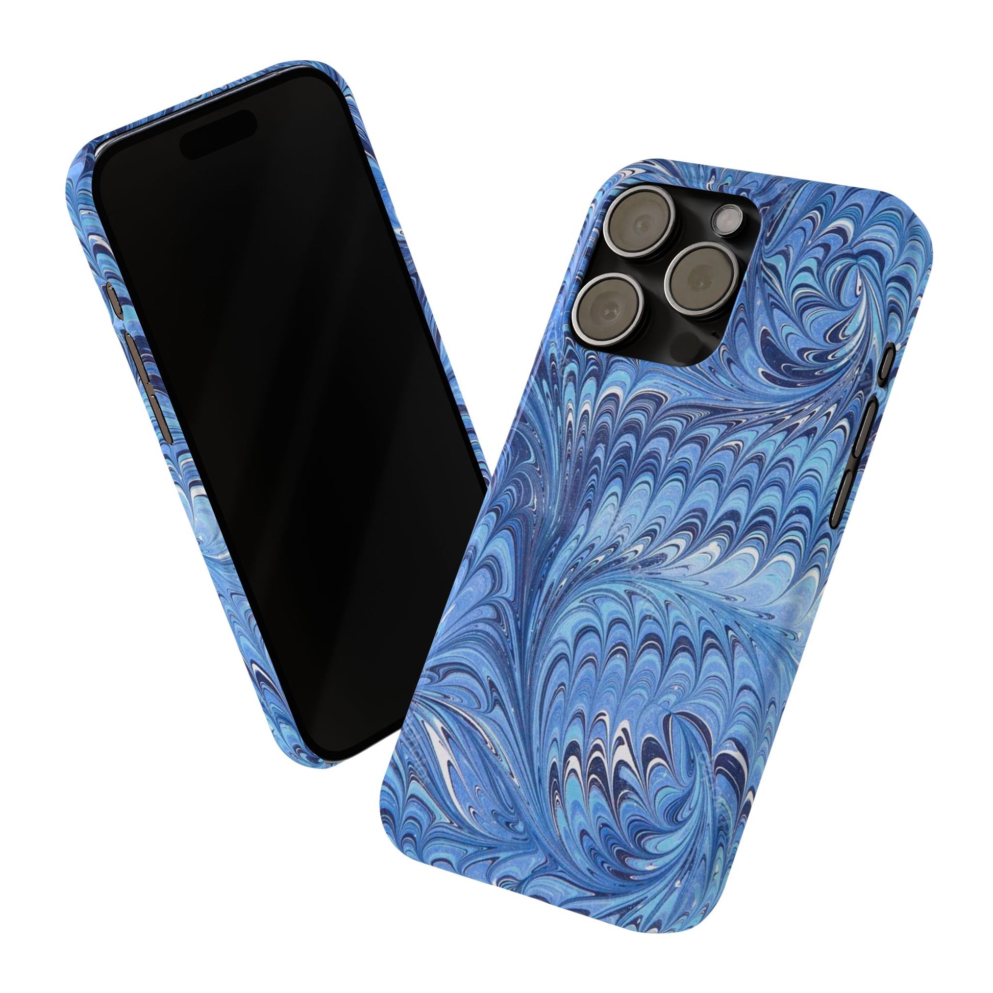 Blue Italian Marbled Design, Green and Blue Pallet, Slim Phone Case