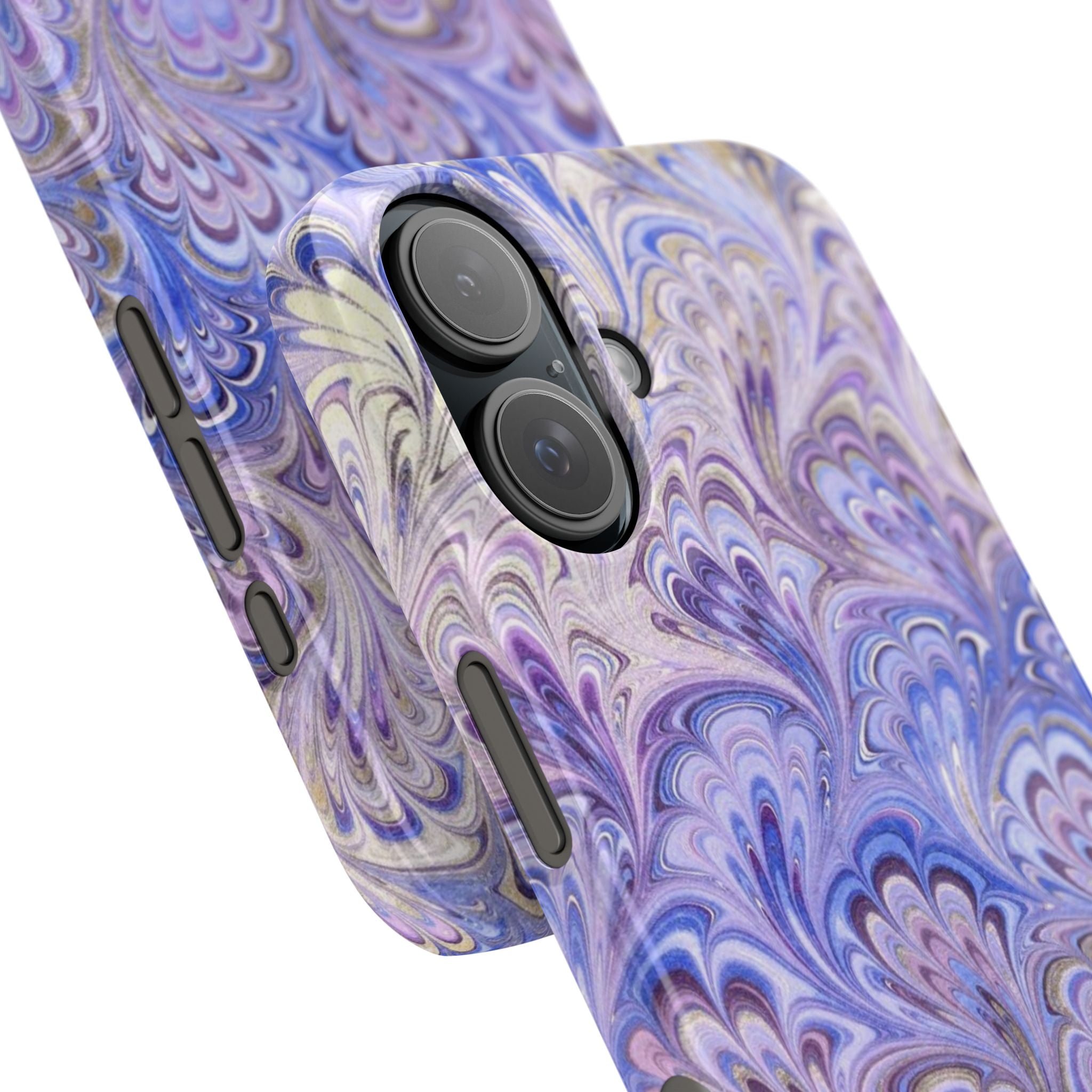 Marbled Feather Lavender + Purple Swirl - Single Layer Slim Phone Case