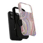 Pink and Lavender Pastel Italian Vintage Feathered Design Dual Layer Durable Phone Case
