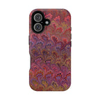 Red, Burgundy, Lavender Italian Peacock Feather Design Phone Case