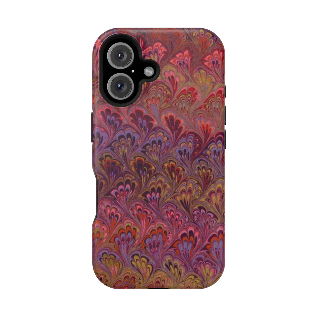 Red, Burgundy, Lavender Italian Peacock Feather Design Phone Case