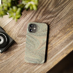 Marbled VIntage Design, Italian Feather Phone Case, Green Hues, Mint, Beige, Neutrals, Slim Phone Cases, IPHONE16 and all sizes