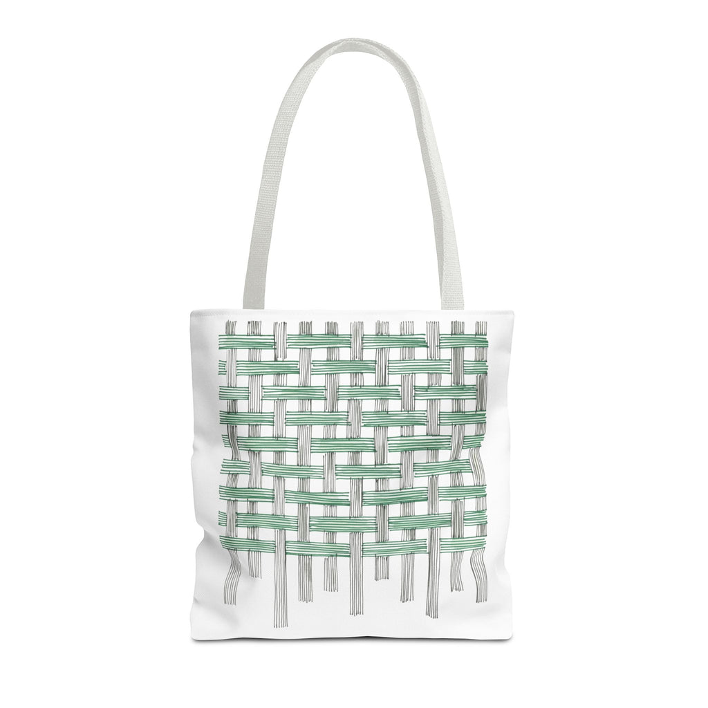 Woven Black + Green Grid Tote Bag - Tote