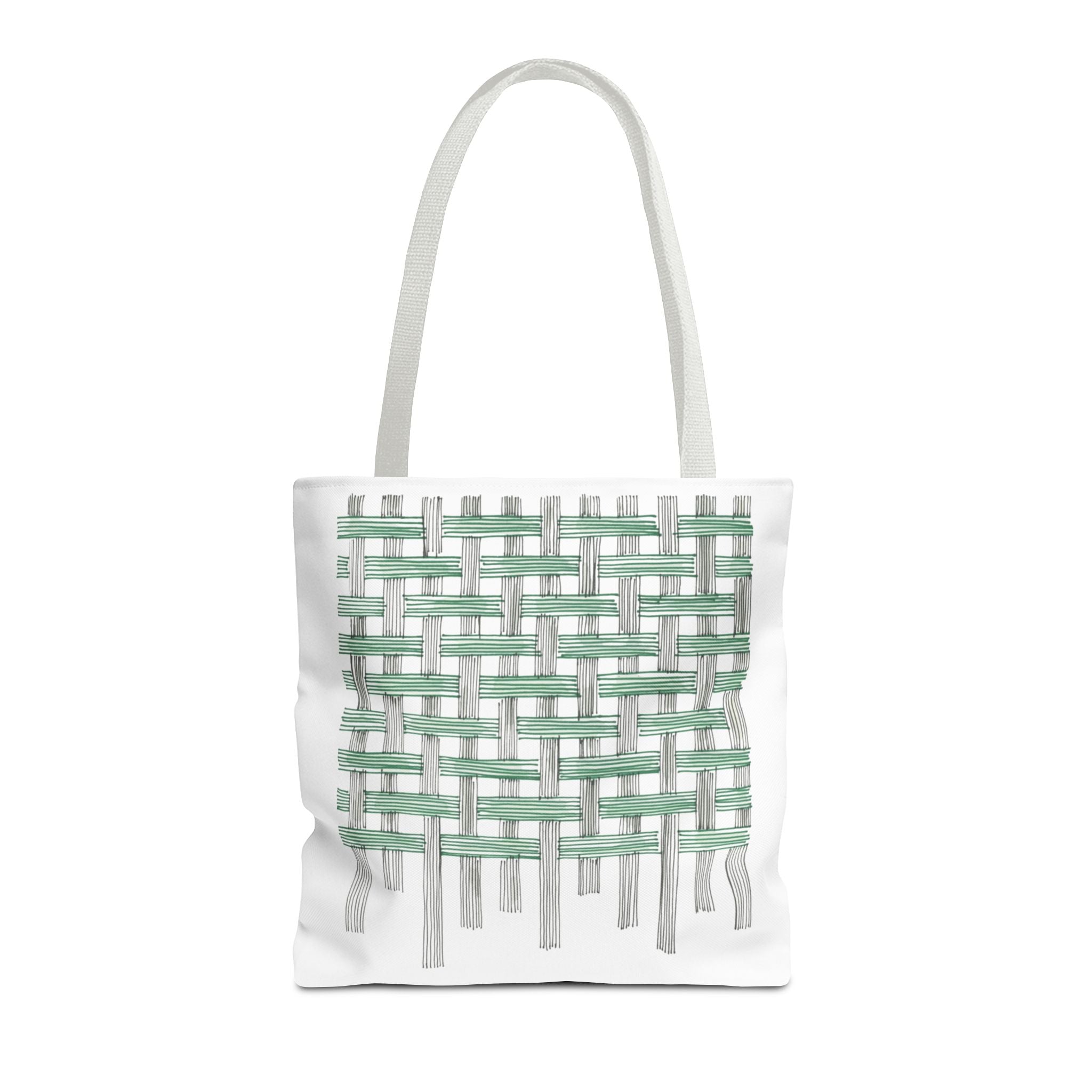 Woven Black + Green Grid Tote Bag - Tote
