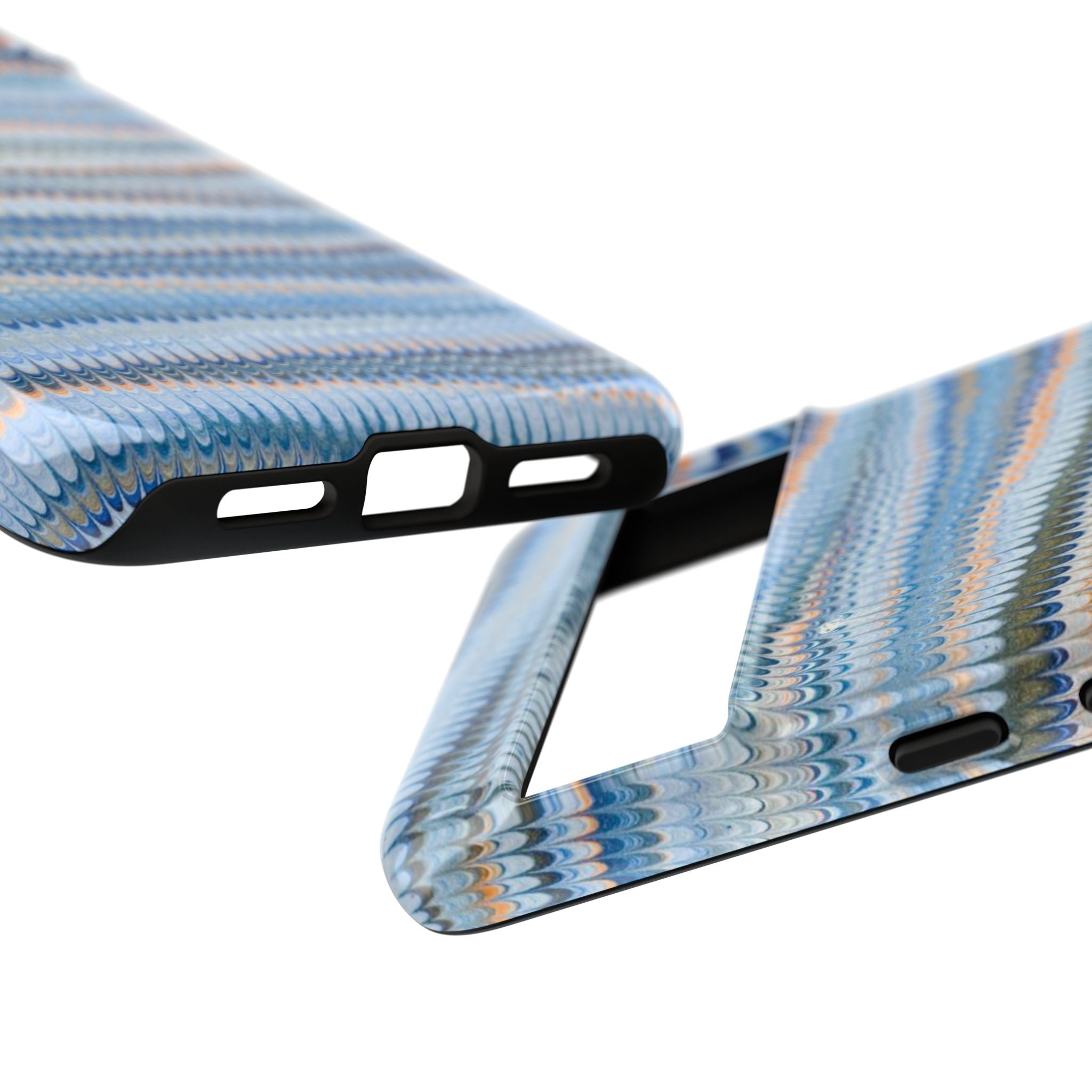 Blue Marbled Phone Cases iPhone 16 + Samsung + Apple + Google - all models, Vintage Marbled Design - Tough Cases