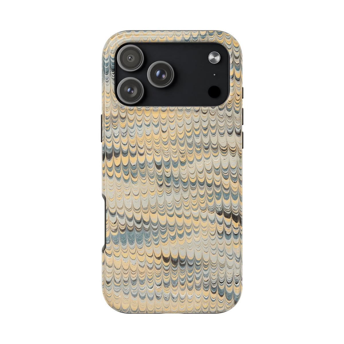 Beige + Grey Scalloped Marbled Tough Phone Case - Dual Layer