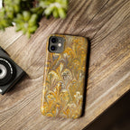 Golden Yelllow Hand-Marbled Florentine Italian Phone Case for iPhone 17 and all sizes