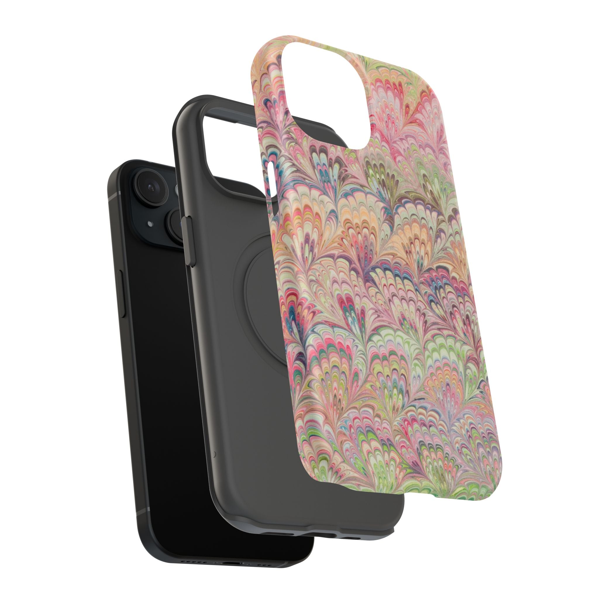 Marbled Pastel Pink and Green Impact-Resistant Phone Case for Apple + Samsung