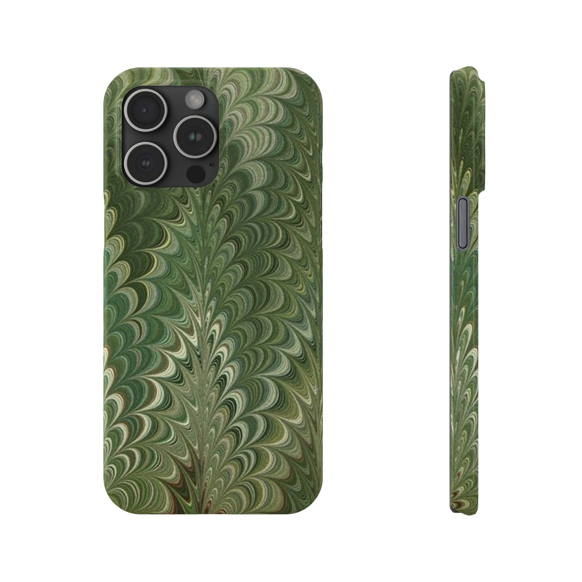 Deep Green Hues of Italian Hand-Painted, Vintage Marbled Paper from Italy Designed Phone Case, iPhone16 Case and all iPhone Cases