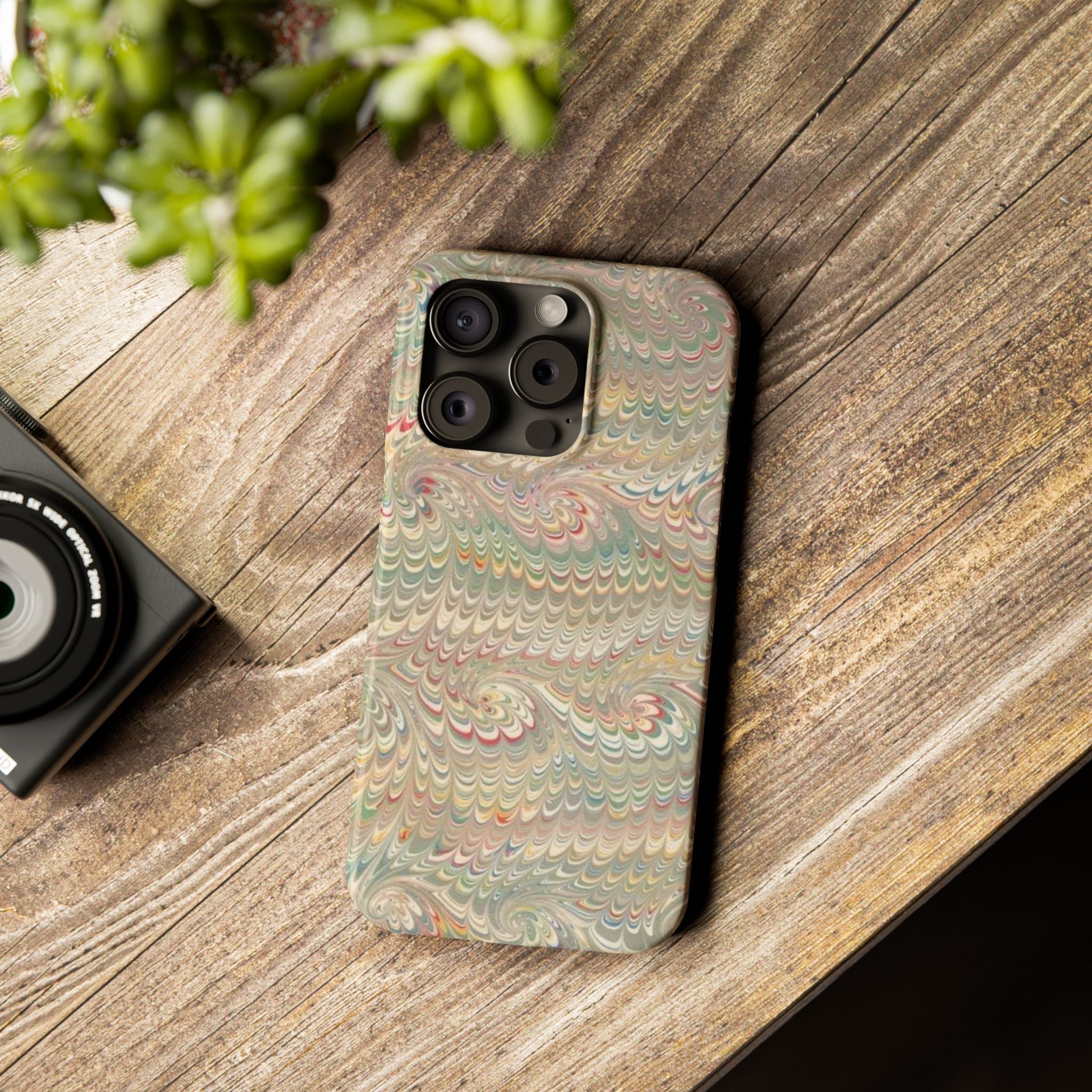 Beige Swirl Marbled Feather Phone Case