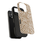 Zebra Print Camel Brown + White - Dual Layer Phone Case