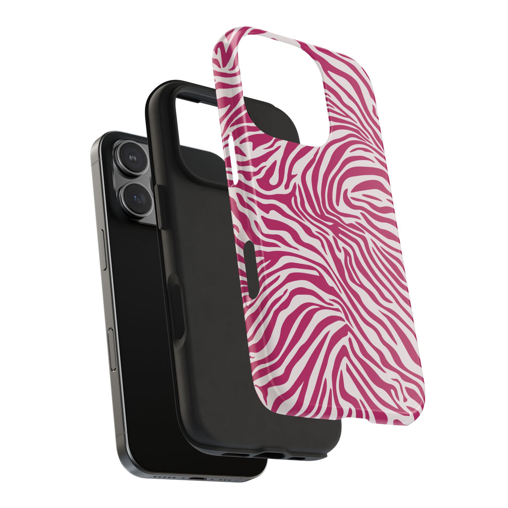 Zebra Print Berry + White - Dual Layer Phone Case