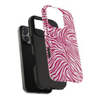 Zebra Print Berry + White - Dual Layer Phone Case