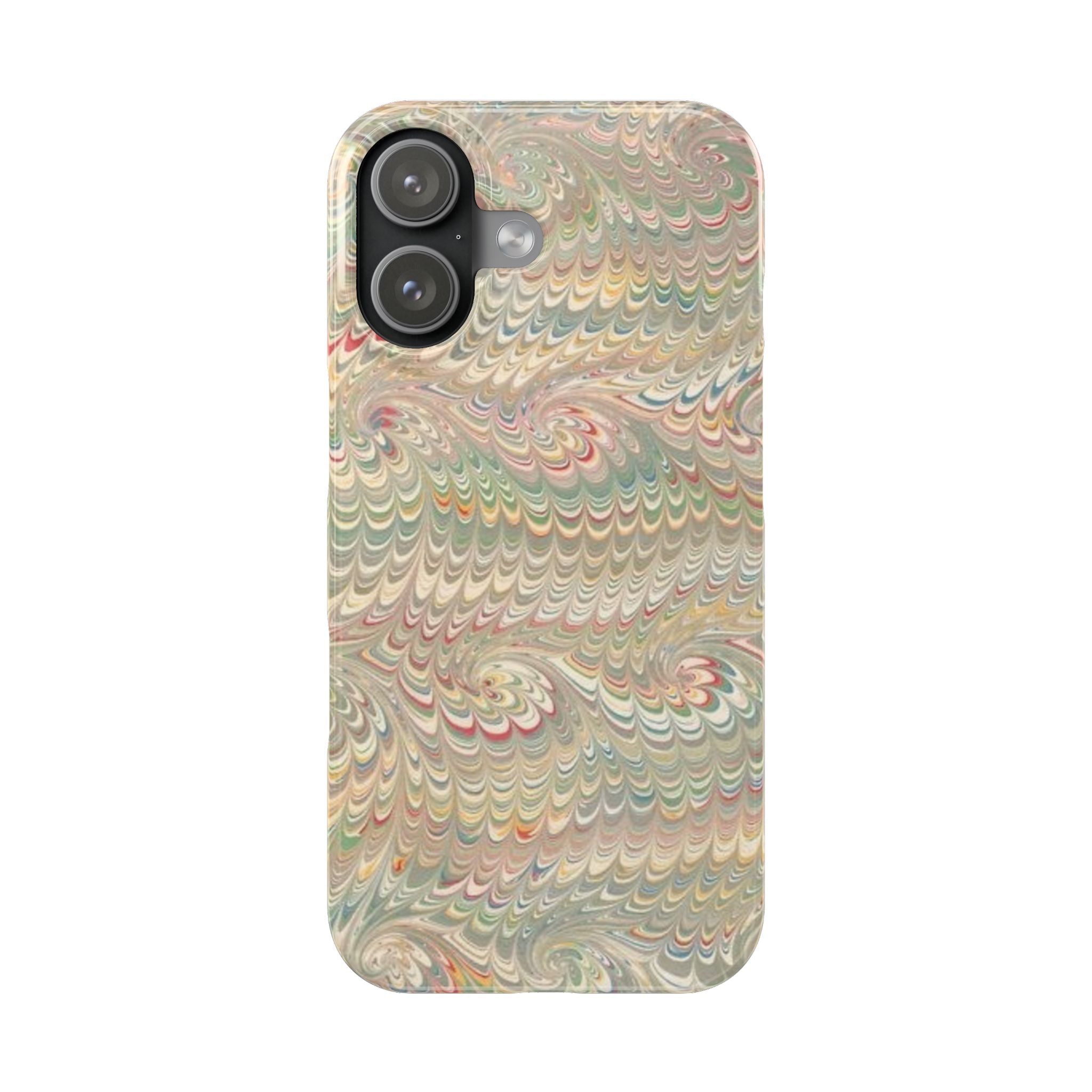 Beige Swirl Marbled Feather Phone Case