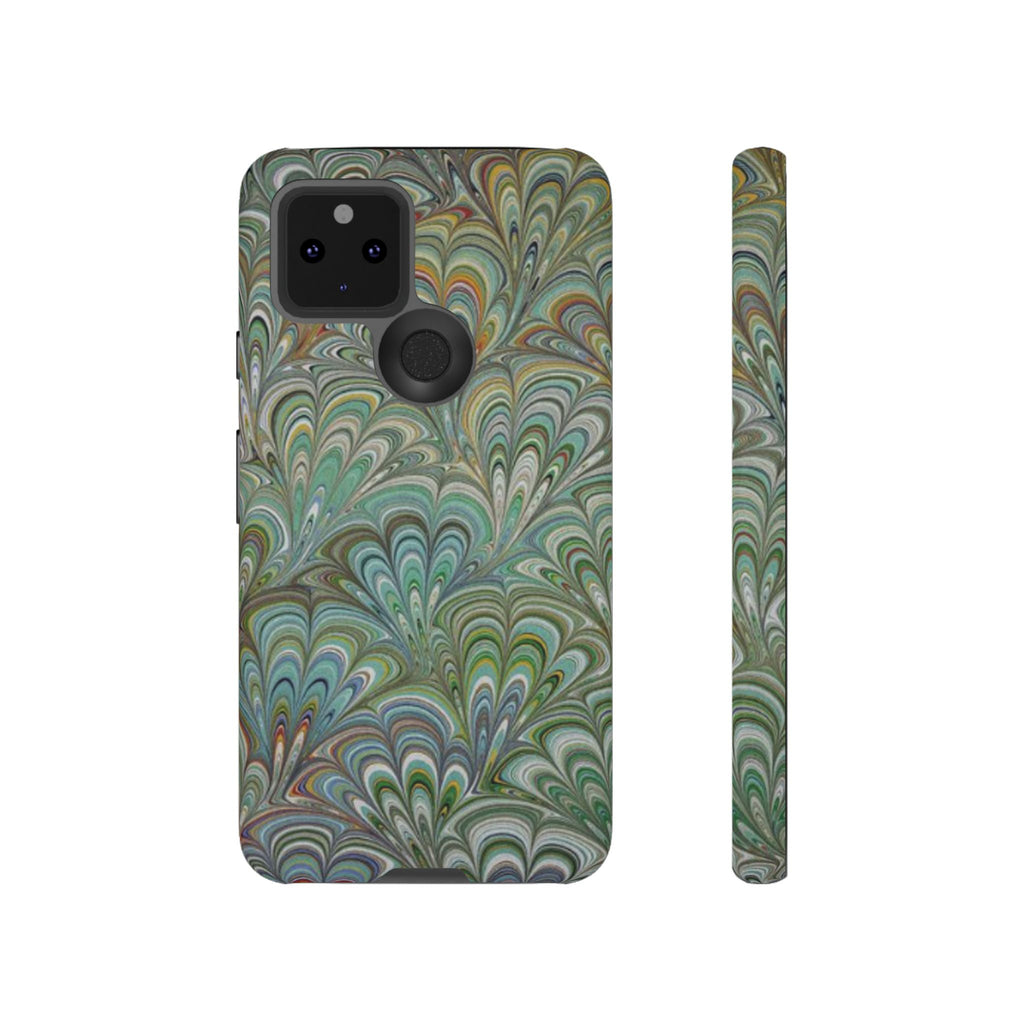 Green Marbled Peacock Durable Phone Case - Matte or Glossy